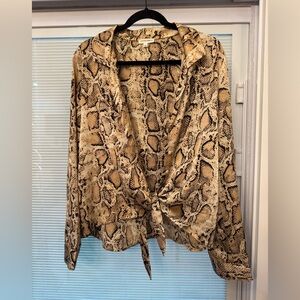 Cotton Candy Beige and Black Snake Print Top